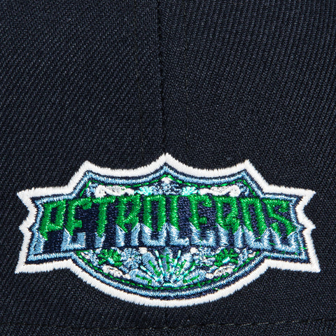 New Era 59Fifty Dia de Los Muertos Edmonton Oilers Petroleros Light Blue UV Hat - Navy