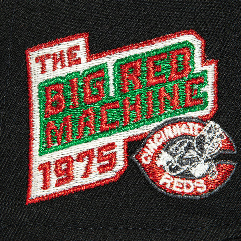 New Era 59Fifty Dia de Los Muertos Cincinnati Reds The Big Red Machine 1975 Patch Old English Contrast Stitch Hat - Black, White