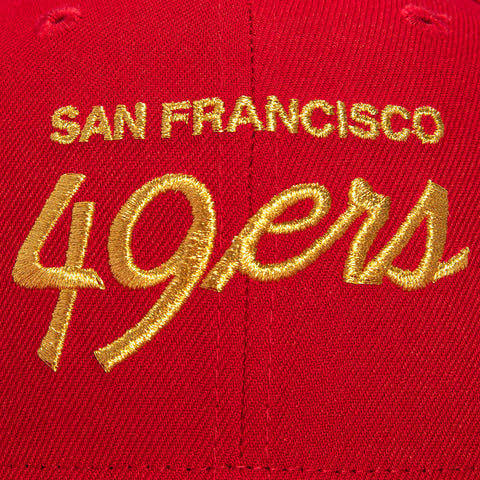 New Era 59Fifty San Francisco 49ers Script Hat - Red, Metallic Gold New Era