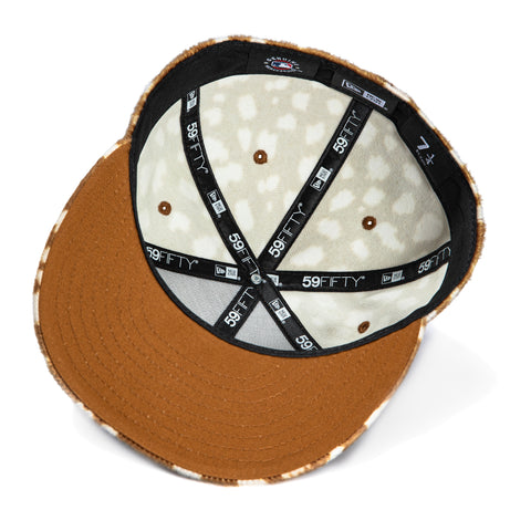 New Era 59Fifty Animal Giraffe Print Faux Fur Los Angeles Dodgers Hat - Khaki, Ivory New Era