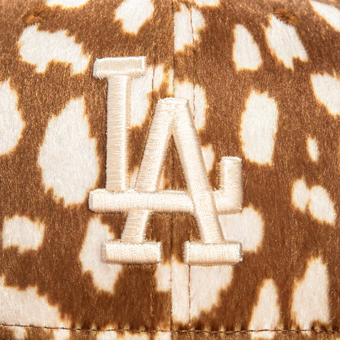 New Era 59Fifty Animal Giraffe Print Faux Fur Los Angeles Dodgers Hat - Khaki, Ivory New Era