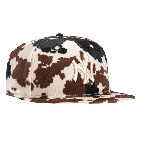 New Era 59Fifty Animal Cow Print Faux Fur New York Yankees Hat - Black, Brown, Ivory New Era