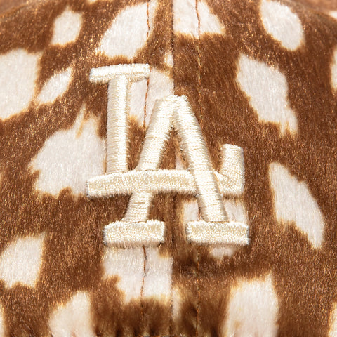 New Era 9Twenty Giraffe Animal Print Faux Fur Los Angeles Dodgers Strapback Hat - Khaki, Ivory New Era