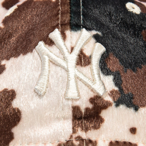 New Era 9Twenty Cow Animal Print Faux Fur Dodgers Strapback Hat - Black, Brown, Ivory New Era