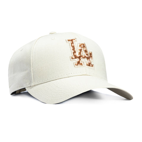 New Era 9Forty Animal Print Faux Fur Fill Los Angeles Dodgers Strapback Hat - Ivory, Khaki New Era
