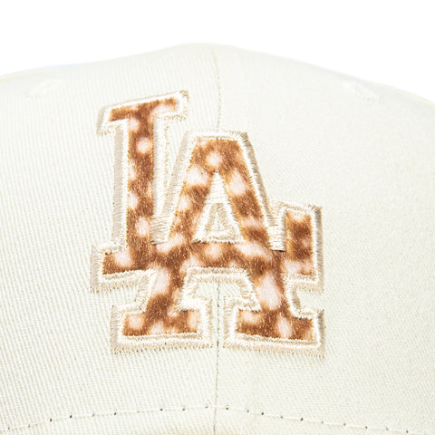 New Era 9Forty Animal Print Faux Fur Fill Los Angeles Dodgers Strapback Hat - Ivory, Khaki New Era