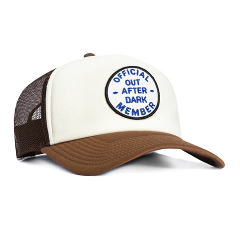 Brixton Out After Dark Mesh Snapback Trucker Hat - White, Brown Brixton