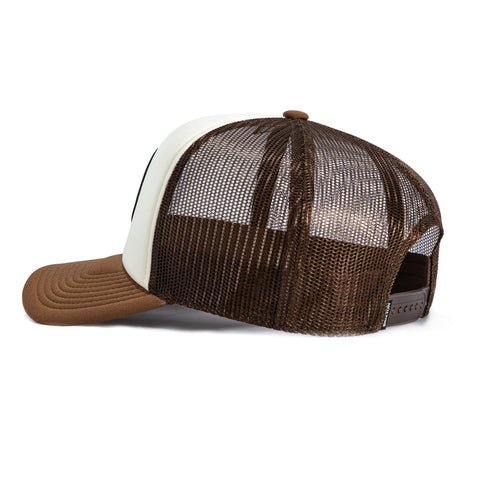 Brixton Out After Dark Mesh Snapback Trucker Hat - White, Brown Brixton