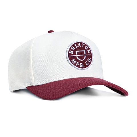 Brixton Crest Snapback Hat - White, Cardinal Brixton