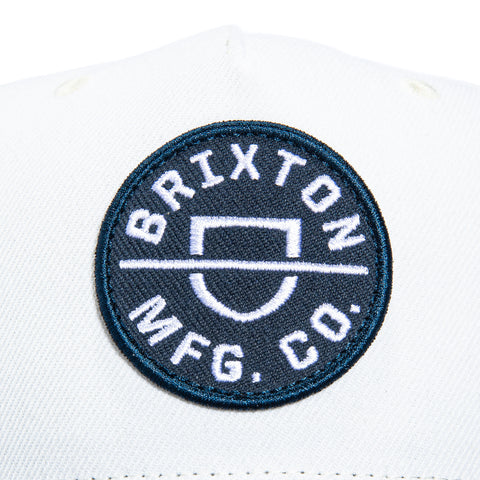 Brixton Crest Snapback Hat - White, Navy Brixton