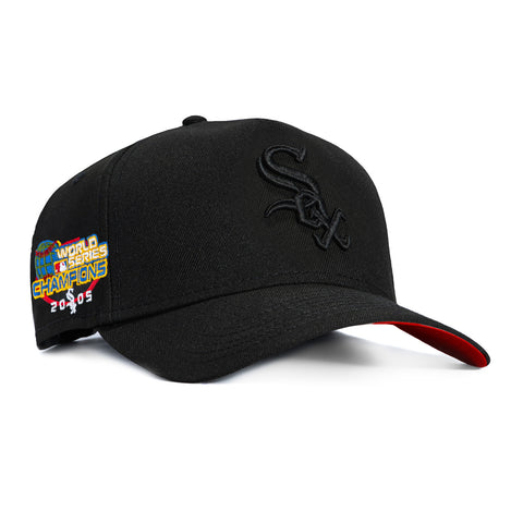 New Era 9Forty A-Frame Chicago White Sox 2005 World Series Champions Patch Snapback Red UV Hat - Black, Black New Era