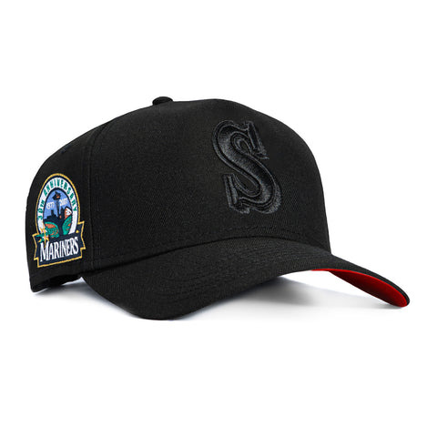 New Era 9Forty A-Frame Seattle Mariners 30th Anniversary Patch Snapback Red UV Hat - Black, Black New Era