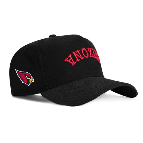 New Era 9Forty A-Frame Arizona Cardinals Logo Patch Upisde Down Arch Snapback Hat - Black New Era