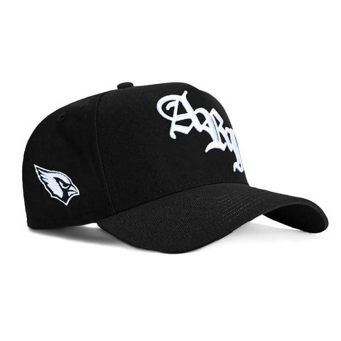 New Era 9Forty A-Frame Arizona Cardinals Logo Patch Old English Snapback Hat - Black, White New Era