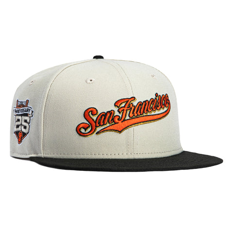 New Era 59Fifty San Francisco Giants 25th Anniversary Stadium Patch Script Hat - Stone, Black, Orange New Era