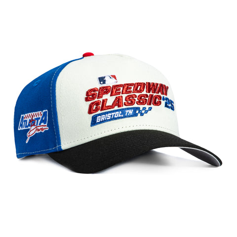 New Era 9Forty A-Frame M- Crown Atlanta Braves 2025 Speedway Classic Patch Snapback Trucker Hat - White, Navy, Black New Era