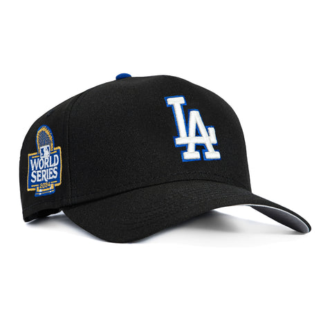 New Era 9Forty A-Frame Glow in the Dark Los Angeles Dodgers 2024 World Series Patch Snapback Hat - Black New Era