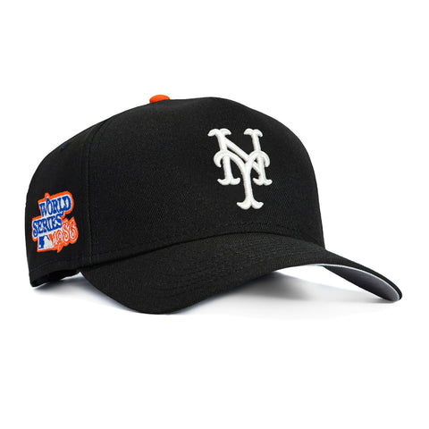 New Era 9Forty A-Frame Glow in the Dark New York Mets 1986 World Series Patch Snapback Hat - Black New Era