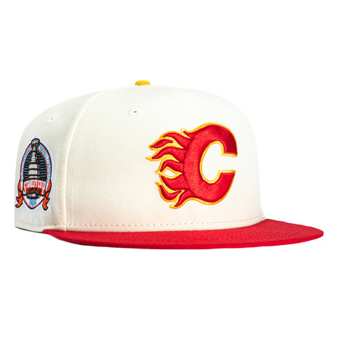 New Era 59Fifty Calgary Flames 1989 Stanley Cup Patch Hat - White, Red New Era