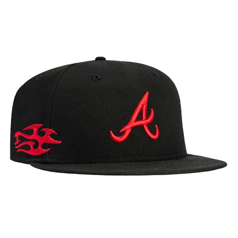 New Era 59Fifty Atlanta Braves Tribal Tattoo Stitching Patch Hat - Black, Red New Era