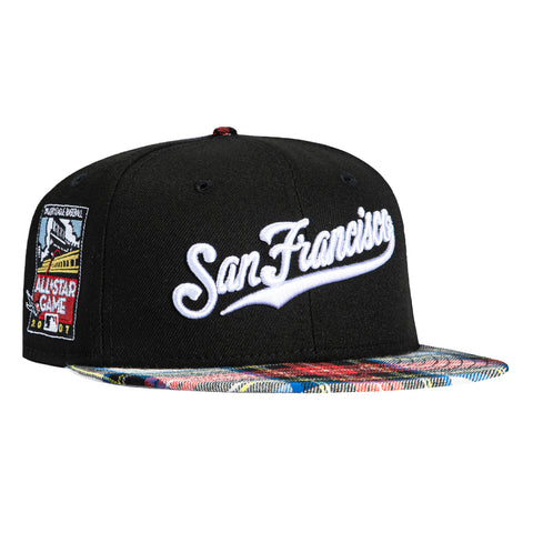 New Era 59Fifty Flannel San Francisco Giants 2007 All Star Game Patch Script Hat - Black, Red Flannel