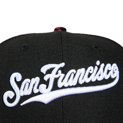 New Era 59Fifty Flannel San Francisco Giants 2007 All Star Game Patch Script Hat - Black, Red Flannel