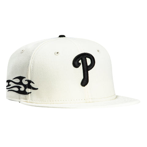 New Era 59Fifty Philadelphia Phillies Tribal Tattoo Stitching Patch Hat - White, Black New Era