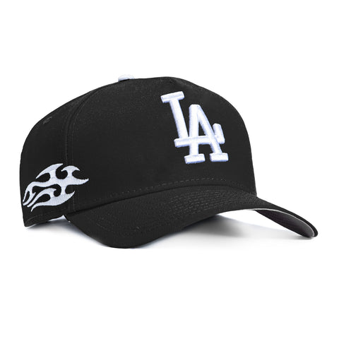 New Era 9Forty A-Frame Los Angeles Dodgers Tribal Tattoo Stitching Patch Snapback Hat - Black, White New Era