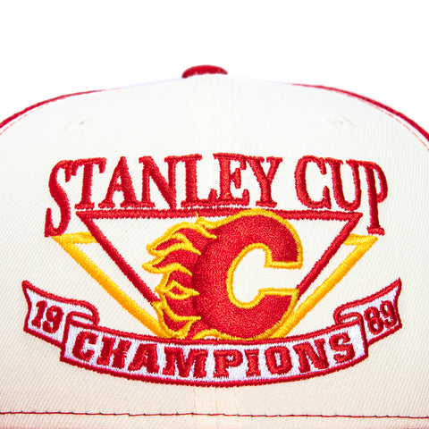 New Era 59Fifty Calgary Flames 1989 Champions Logo Trucker Hat - White, Red New Era