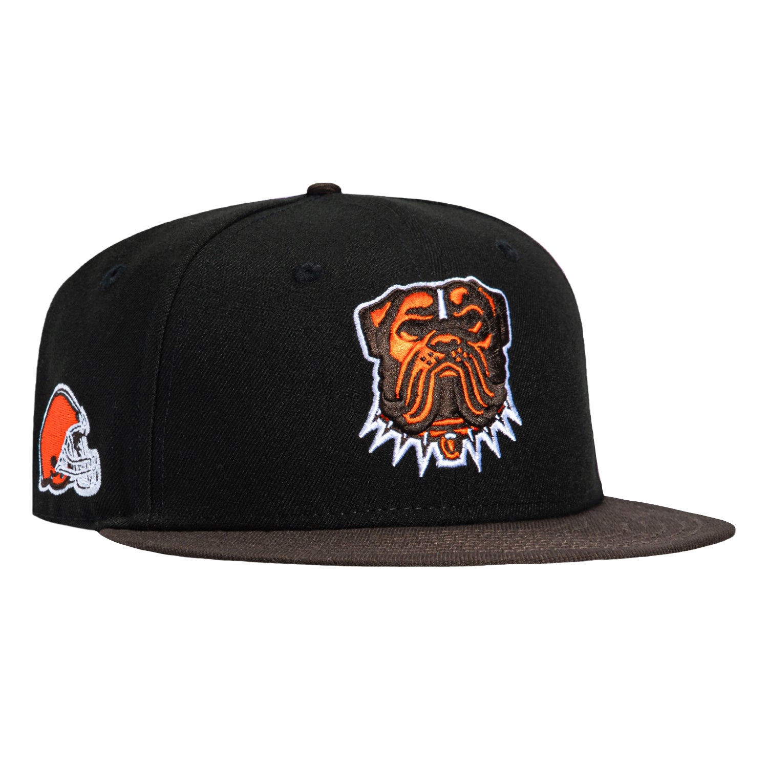 New Era 59Fifty Cleveland Browns Helmet Logo Patch Dog Hat - Black