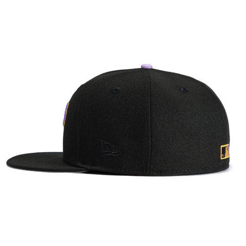 New Era 59Fifty San Francisco Giants 25th Anniversary Patch Script Hat - Black, Lavender, Metallic Gold New Era