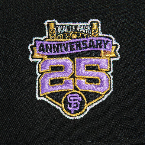 New Era 59Fifty San Francisco Giants 25th Anniversary Patch Script Hat - Black, Lavender, Metallic Gold New Era