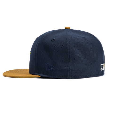 New Era 59Fifty Houston Astros Logo Patch Stros Word Hat - Navy, Gold New Era