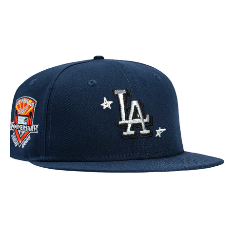 New Era 59Fifty Los Angeles Dodgers 50th Anniversary Patch Scribble Hat - Navy, Metallic Silver