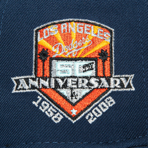 New Era 59Fifty Los Angeles Dodgers 50th Anniversary Patch Scribble Hat - Navy, Metallic Silver