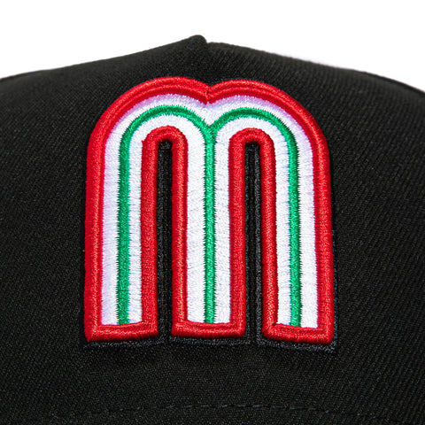 New Era 9Forty A-Frame Mexico World Baseball Classic Mexico Big Flag Patch Snapback Hat - Black
