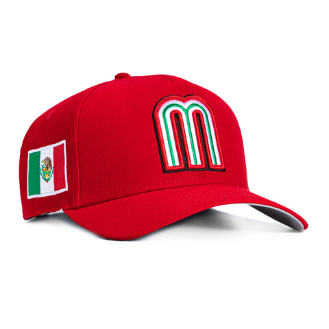 New Era 9Forty A-Frame Mexico World Baseball Classic Mexico Flag Patch Snapback Hat - Red New Era