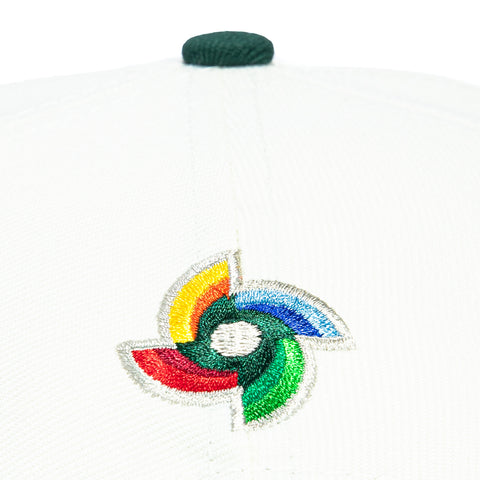 New Era 9Forty A-Frame Mexico World Baseball Classic Mexico Flag Patch Snapback Hat - White, Green New Era