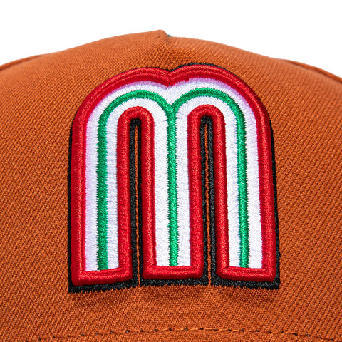 New Era 9Forty A-Frame Mexico World Baseball Classic Mexico Flag Patch Snapback Hat - Burnt Orange, Green New Era