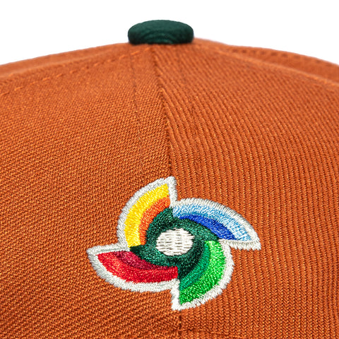 New Era 9Forty A-Frame Mexico World Baseball Classic Mexico Flag Patch Snapback Hat - Burnt Orange, Green New Era