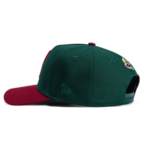 New Era 9Forty A-Frame Mexico World Baseball Classic Mexico Flag Patch Snapback Hat - Green, Cardinal New Era