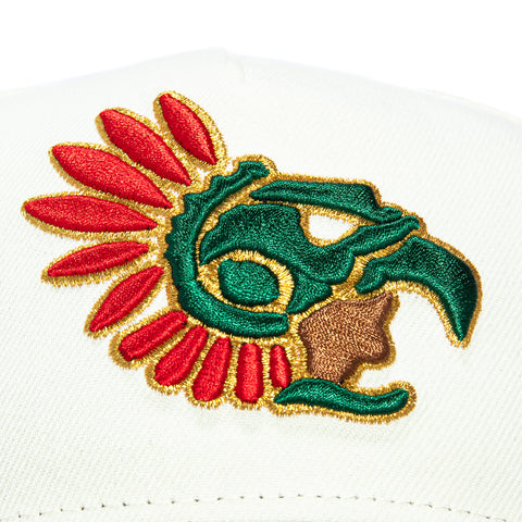 New Era 9Forty A-Frame Mexico Aztec Bird Mexico Flag Patch Snapback Hat - White, Brown