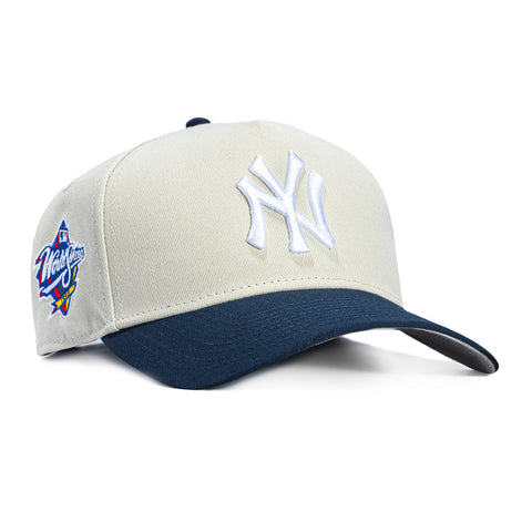 New Era 9Forty A-Frame New York Yankees 1998 World Series Patch Snapback Hat - Stone, Navy New Era