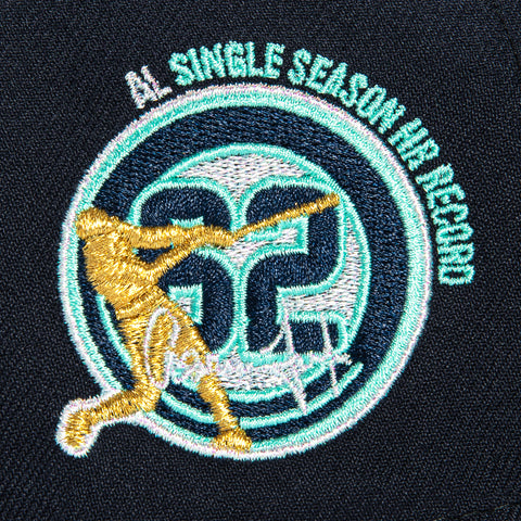 New Era 9Forty A-Frame New York Yankees Aaron Judge 62 Homerun Record Patch Snapback Mint UV Hat - Navy, Metallic Gold New Era