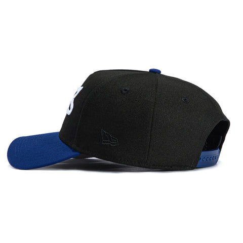 New Era 9Forty A-Frame Los Angeles Dodgers Logo Patch Katakana Script Snapback Hat - Black, Royal New Era