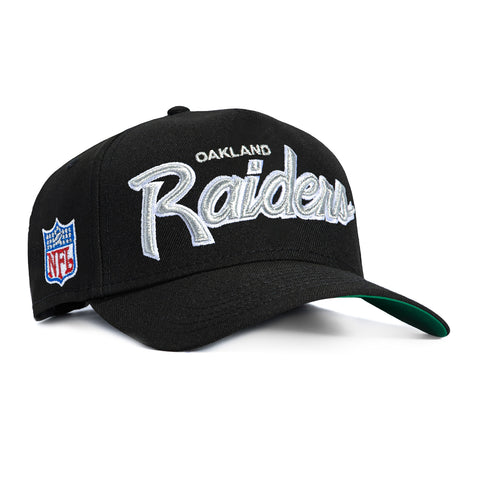 New Era 9Forty A-Frame Las Vegas Raiders Oakland Raiders Script Snapback Hat - Black New Era