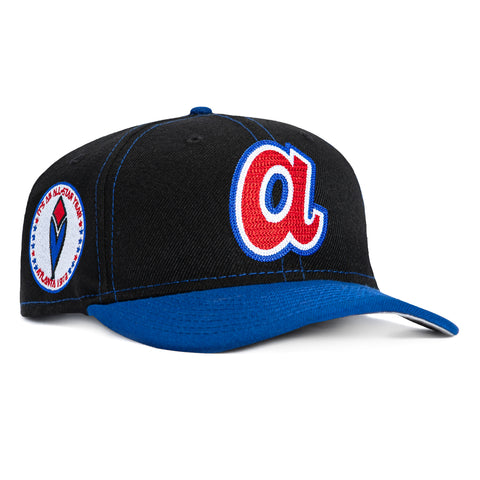 New Era 9Fifty Retro Crown Atlanta Braves 1972 All Star Year Patch Snapback Hat - Black, Royal New Era