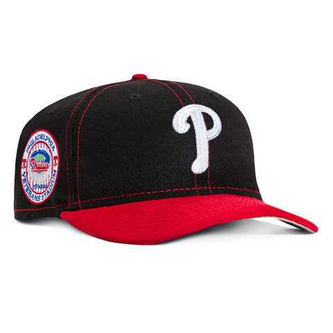 New Era 9Fifty Retro Crown Philadelphia Phillies Veterans Stadium Patch Snapback Hat - Black, Red New Era