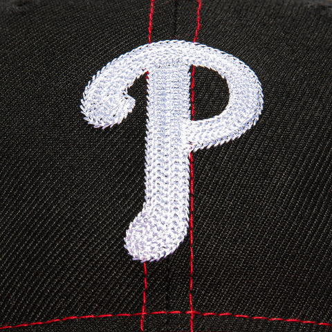 New Era 9Fifty Retro Crown Philadelphia Phillies Veterans Stadium Patch Snapback Hat - Black, Red New Era