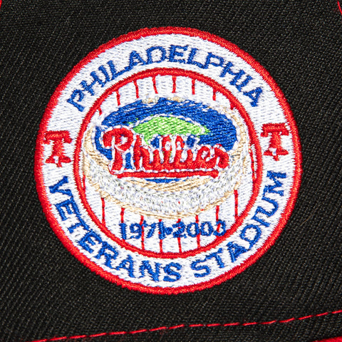 New Era 9Fifty Retro Crown Philadelphia Phillies Veterans Stadium Patch Snapback Hat - Black, Red New Era